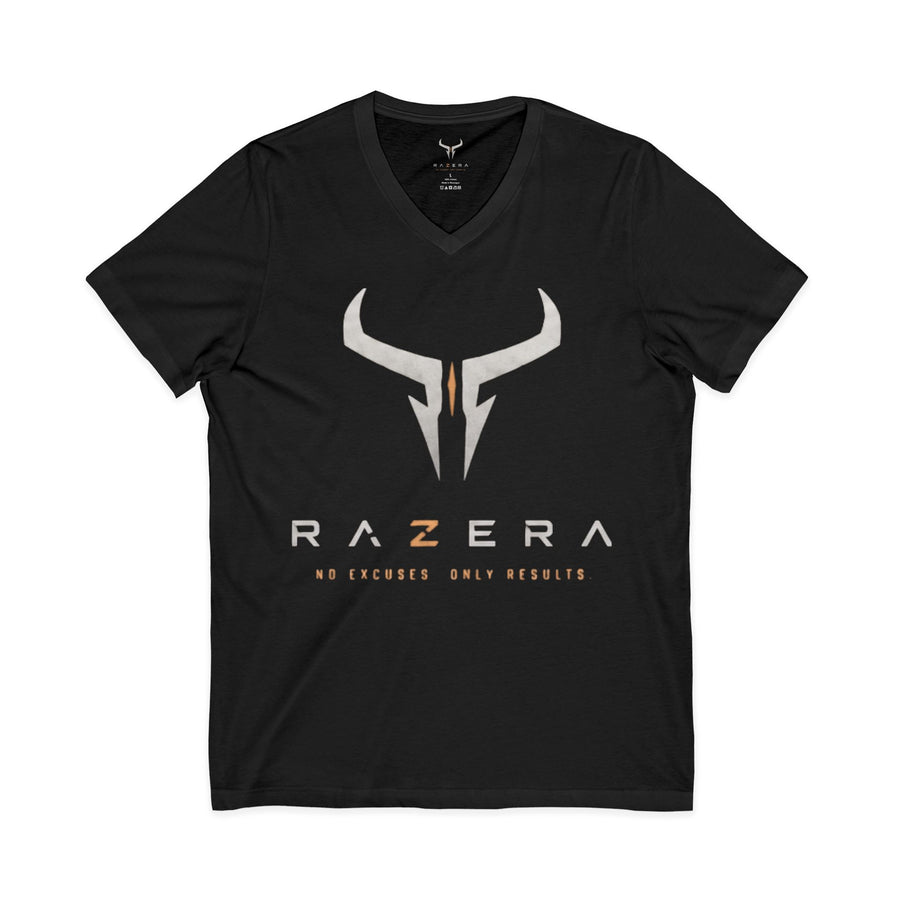 Razera Bull Logo V-Neck Tee — Minimal Gaming Emblem T-Shirt