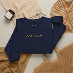 Crewneck Sweatshirt — Minimal 'AXIOM' Logo Pullover with Vertical Back Text