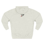 Primalis Minimal Logo Hoodie — White Fleece Pullover with Front Text & Back Emblem