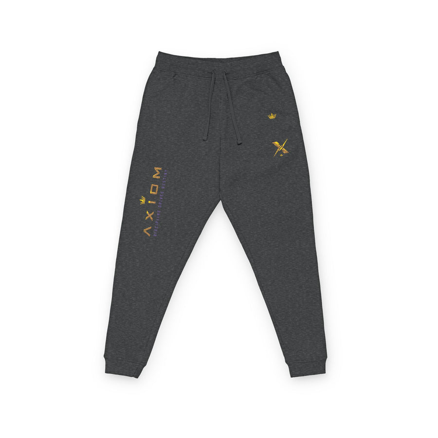 Embroidered 'Axiom' Fleece Joggers — Cozy Athletic Sweatpants with Gold Accent