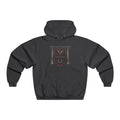 VYXEN Gothic Draped Curtain Hoodie — Red & Black Medieval Shield Design