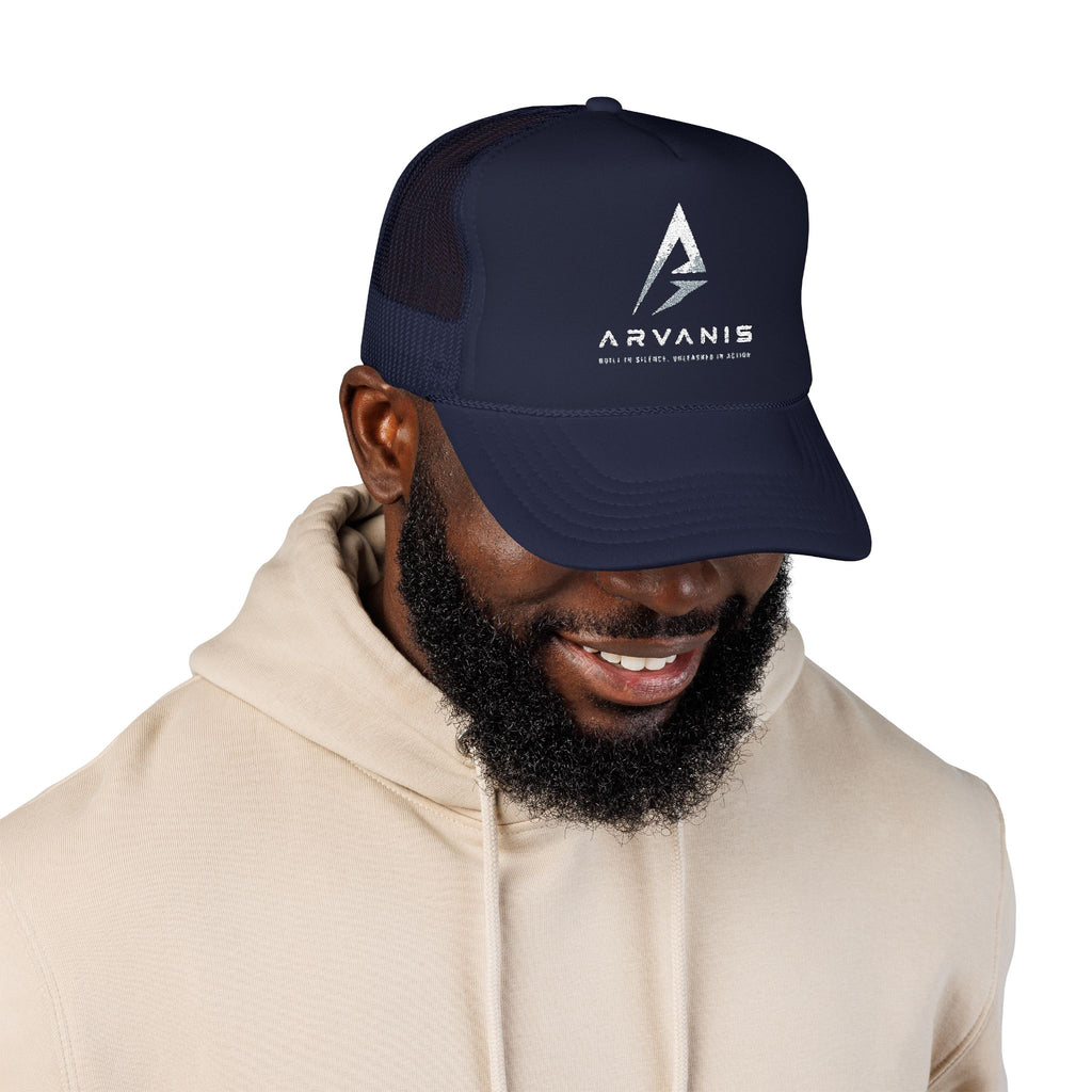 Arvanis Logo Trucker Hat — Vintage Distressed Foam Cap