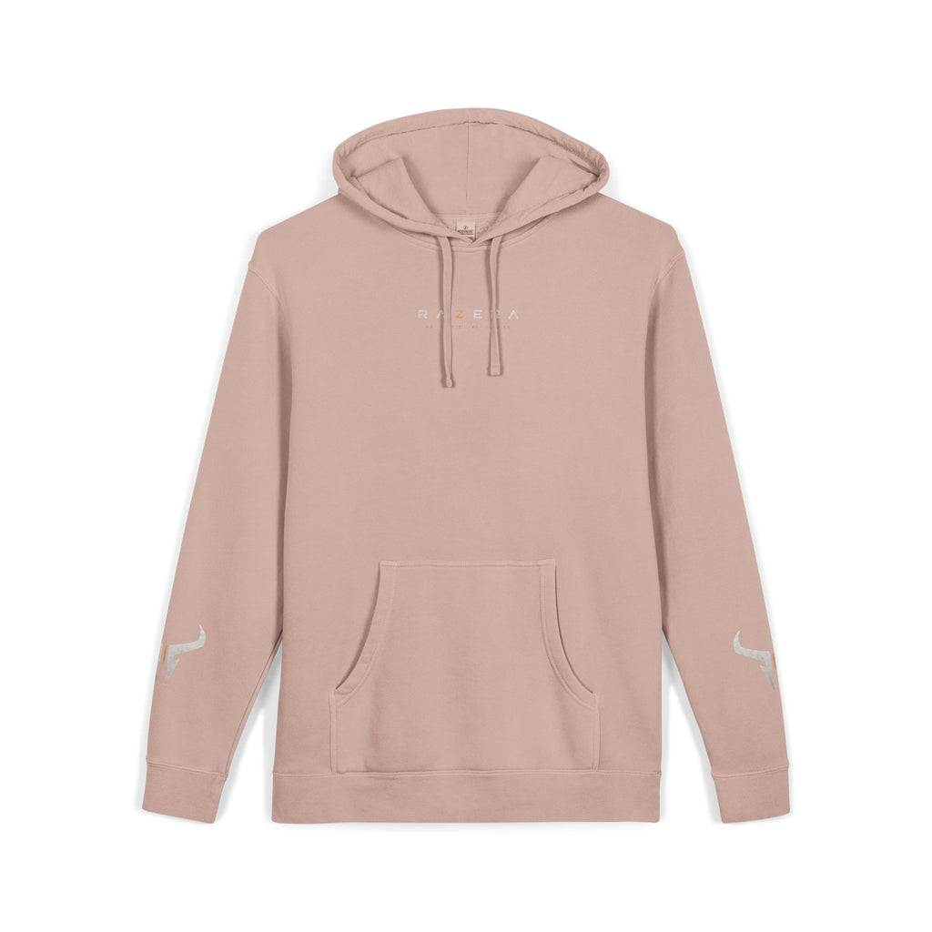 Razera Bull Logo Hoodie — Pigment-Dyed Pink Comfort Pullover