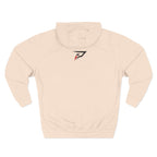 Primalis Minimal Logo Hoodie — White Fleece Pullover with Front Text & Back Emblem