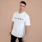 Champion T-Shirt — DAROK Minimal Logo Tee with Vertical “Defy Conquer Repeat” Back Print