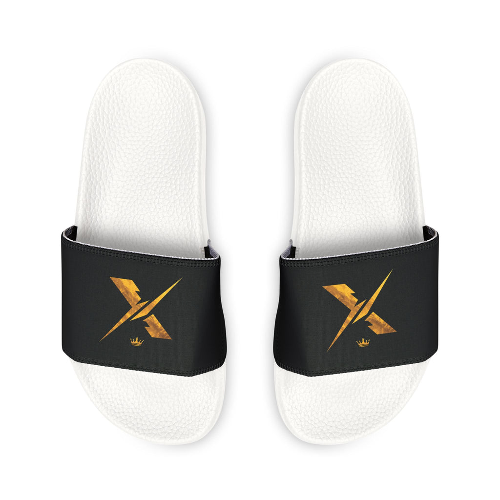 Slide Sandals - Black Band with Gold X Logo (Men's Removable-Strap Slides)
