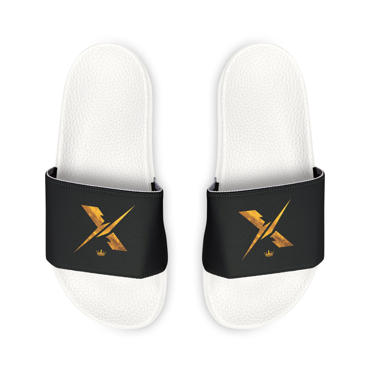 Slide Sandals - Black Band with Gold X Logo (Men's Removable-Strap Slides)