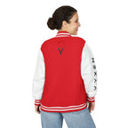 Vyxen Red & White Letterman Jacket — "VYXEN" Sleeve Logo