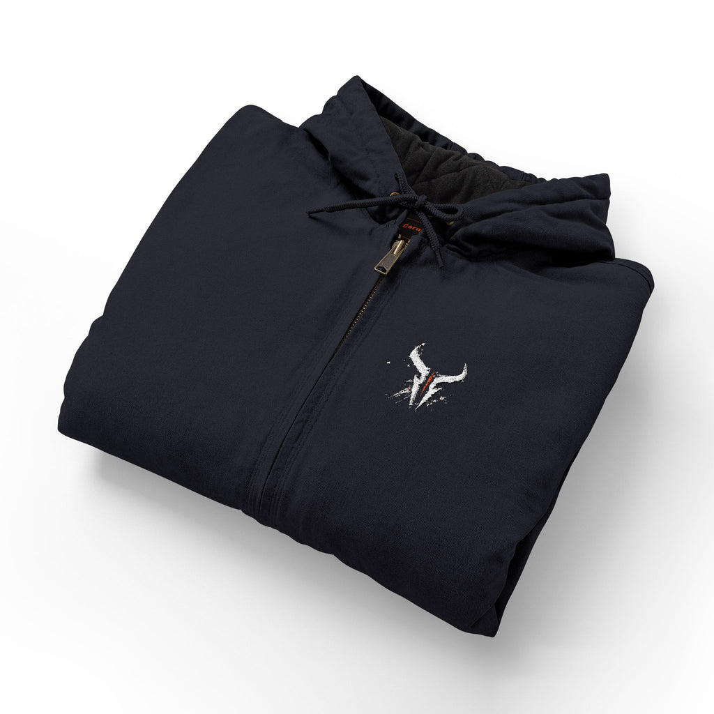 Hooded Work Jacket — Embroidered Bull Skull Logo