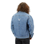 Men's Classic Denim Jacket — Light Wash Jean Jacket with Minimal Back Logo