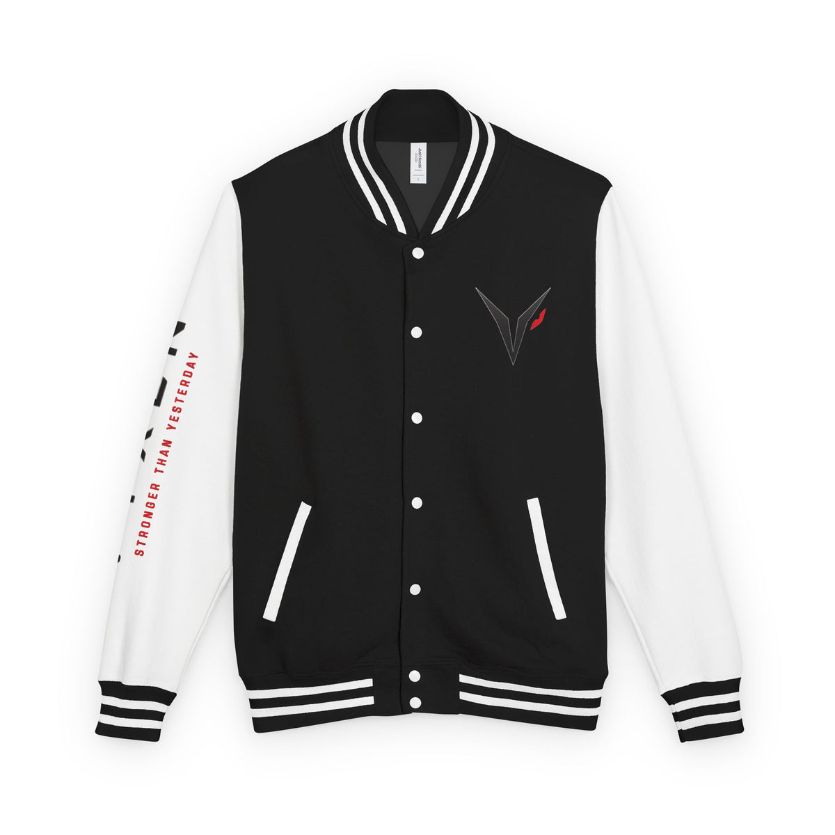 Vyxen Red & White Letterman Jacket — "VYXEN" Sleeve Logo