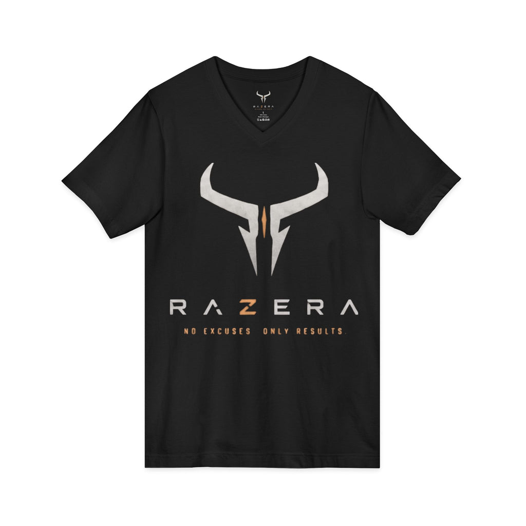 Razera Bull Logo V-Neck Tee — Minimal Gaming Emblem T-Shirt