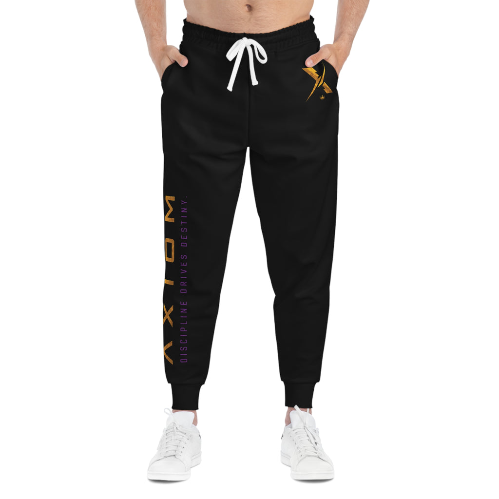 Axiom Athletic Joggers – Black Performance Sweatpants with Gold Logo