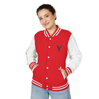 Vyxen Red & White Letterman Jacket — "VYXEN" Sleeve Logo