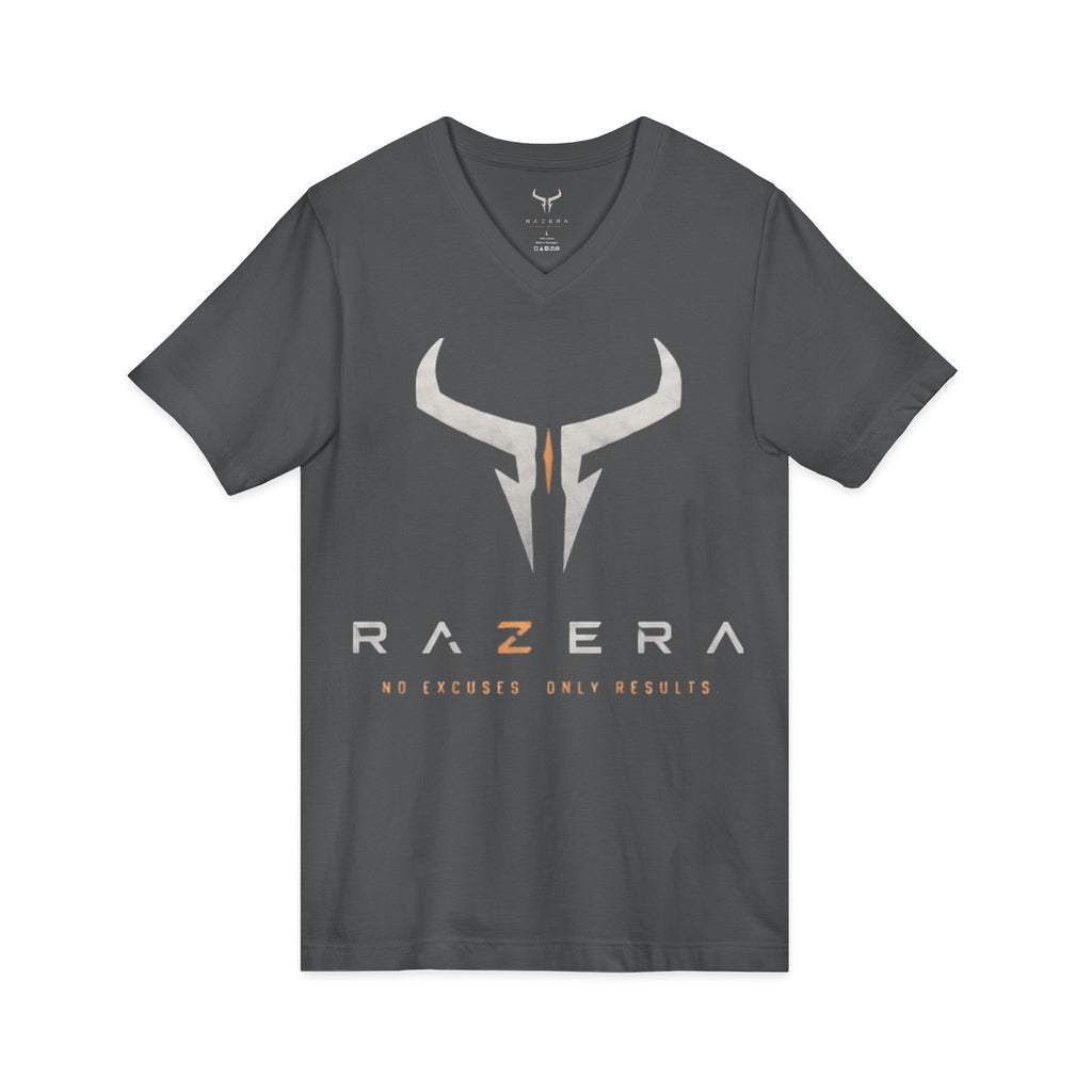 Razera Bull Logo V-Neck Tee — Minimal Gaming Emblem T-Shirt