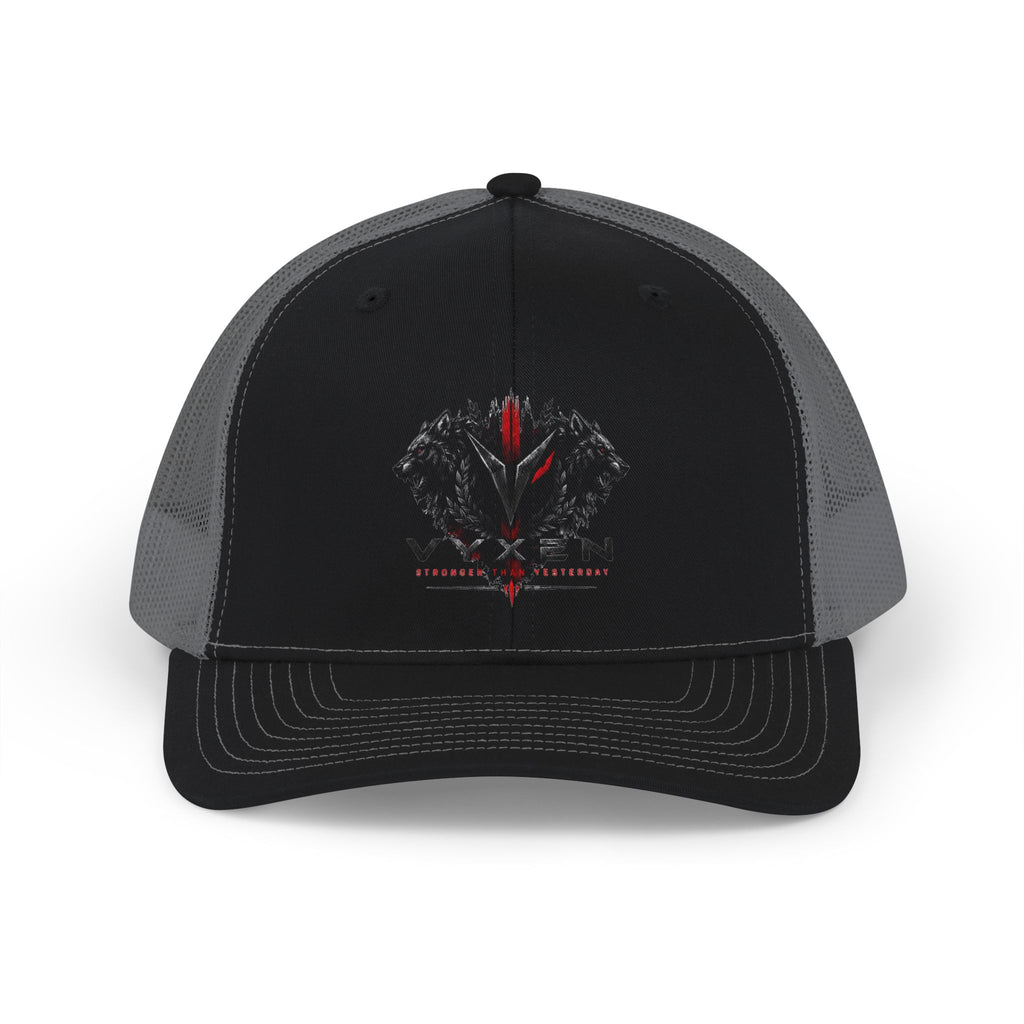 Vixen Wolf Heart Trucker Cap – Gothic Red & Black Graphic Snapback