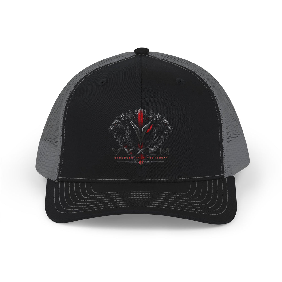 Vixen Wolf Heart Trucker Cap – Gothic Red & Black Graphic Snapback