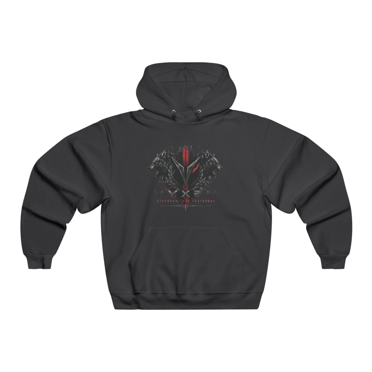 Vyxen Gothic Wolf Crest Hoodie — "VYXEN" Band Logo Pullover