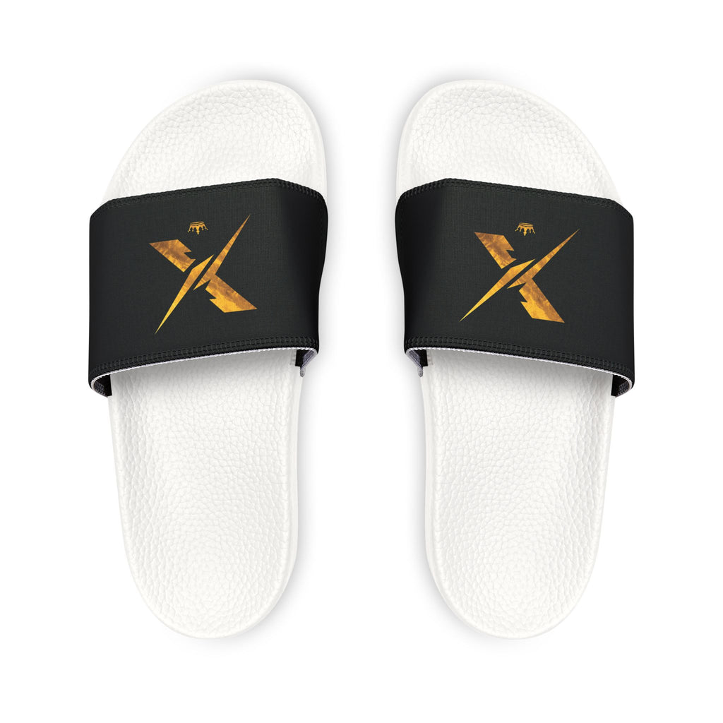 Slide Sandals - Black Band with Gold X Logo (Men's Removable-Strap Slides)