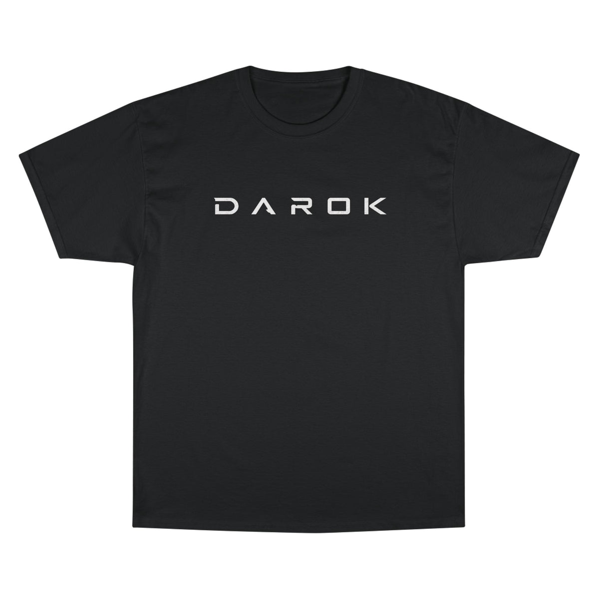 Champion T-Shirt — DAROK Minimal Logo Tee with Vertical “Defy Conquer Repeat” Back Print