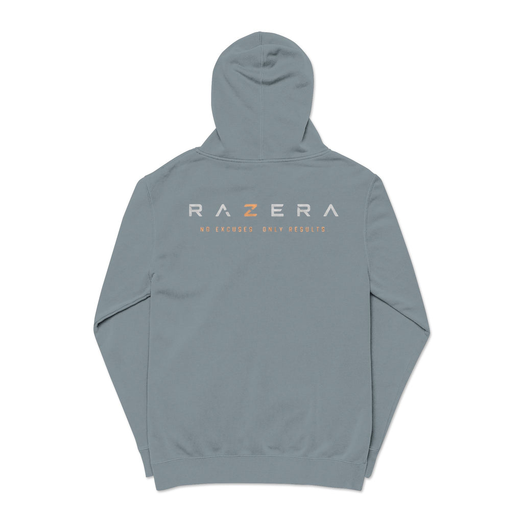 Pigment-Dyed Logo Hoodie — Bull Skull Front & Razera Back