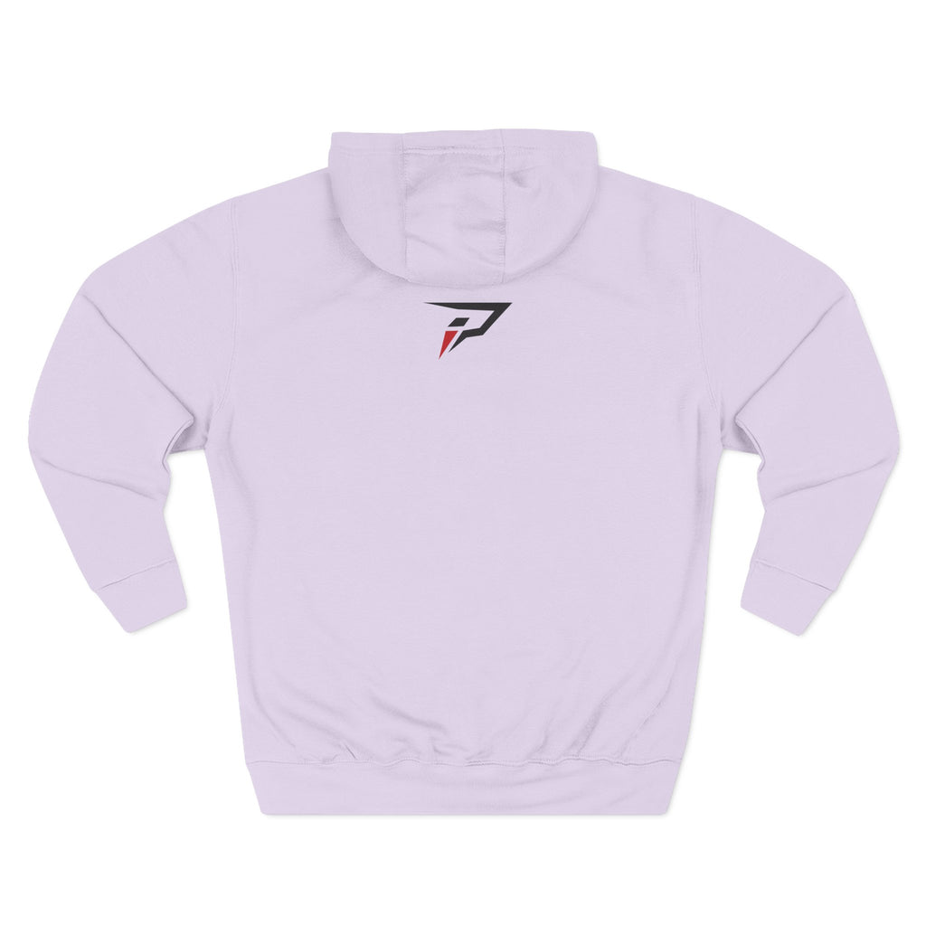 Primalis Minimal Logo Hoodie — White Fleece Pullover with Front Text & Back Emblem