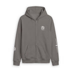 Faded Zip Hoodie — Minimal Cross Crest Zip-Up