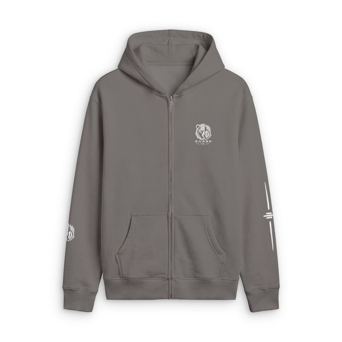 Faded Zip Hoodie — Minimal Cross Crest Zip-Up