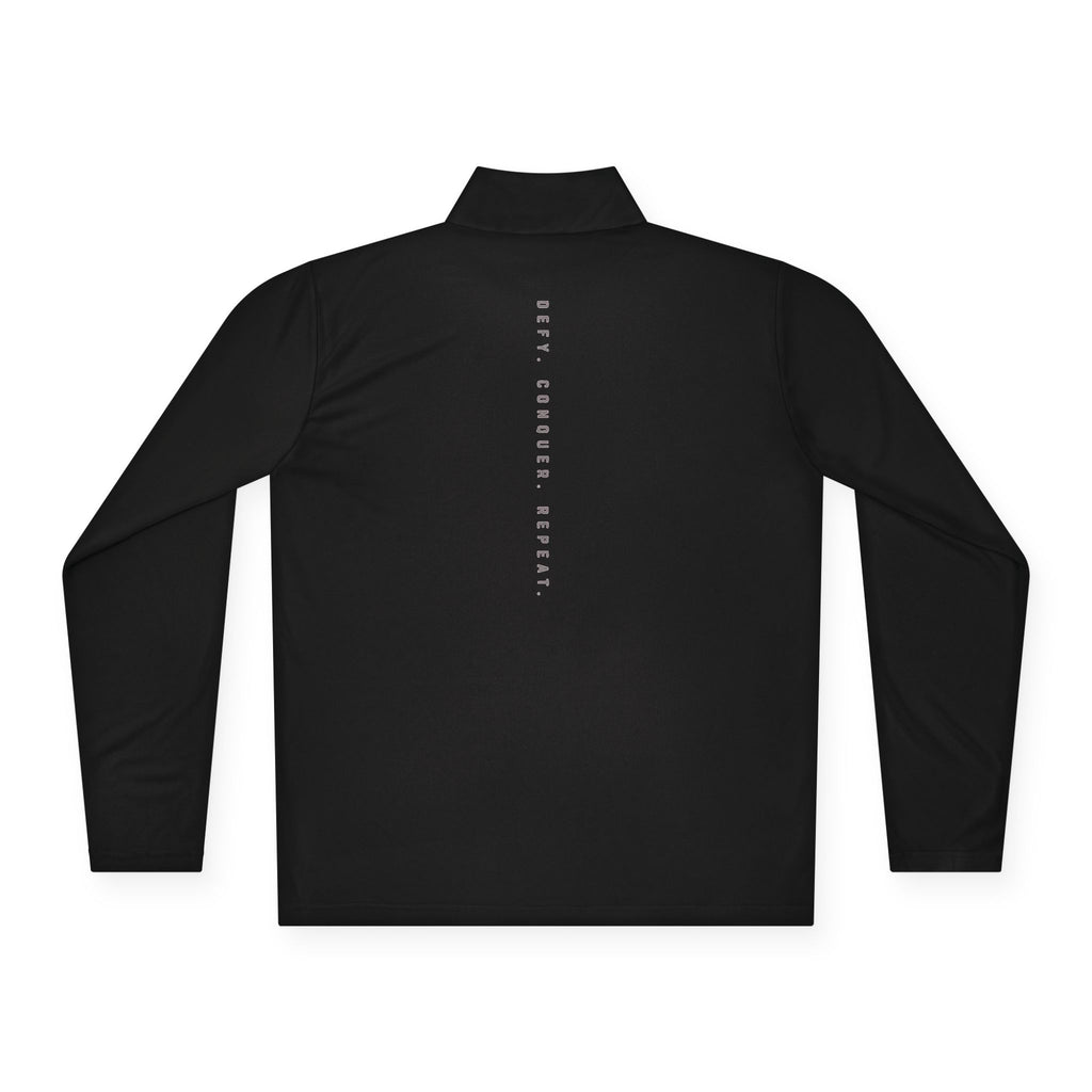 Quarter-Zip Pullover — Minimal Crescent Moon "Stay Grounded, Breathe"