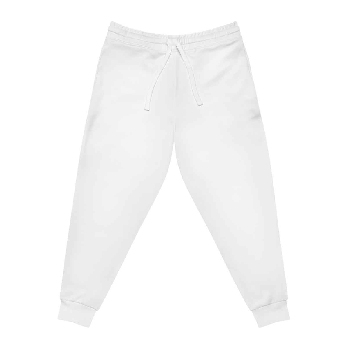 Athletic Joggers — Minimalist White AOP Joggers with 'DARK' Logo & Side Text