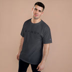 Champion T-Shirt — DAROK Minimal Logo Tee with Vertical “Defy Conquer Repeat” Back Print