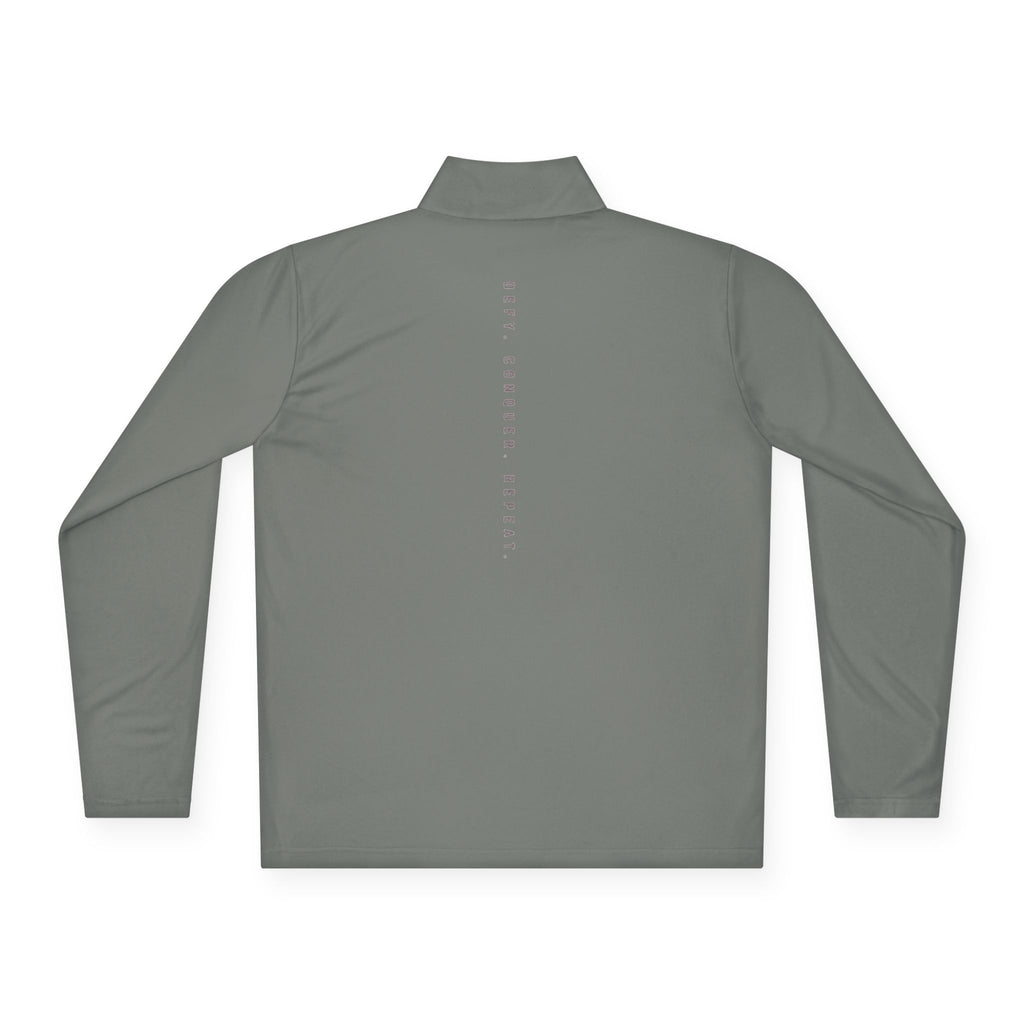Quarter-Zip Pullover — Minimal Crescent Moon "Stay Grounded, Breathe"