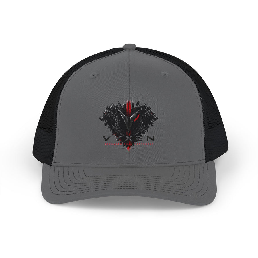 Vixen Wolf Heart Trucker Cap – Gothic Red & Black Graphic Snapback