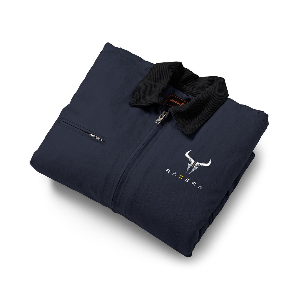 Work Jacket – Minimal Bull Skull Logo Black Duck Cloth Jacket