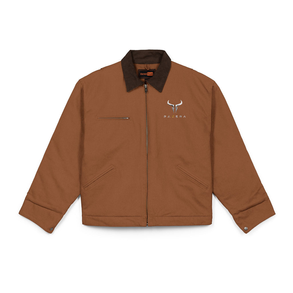 Work Jacket – Minimal Bull Skull Logo Black Duck Cloth Jacket