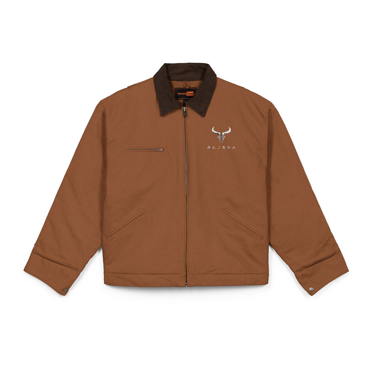 Work Jacket – Minimal Bull Skull Logo Black Duck Cloth Jacket
