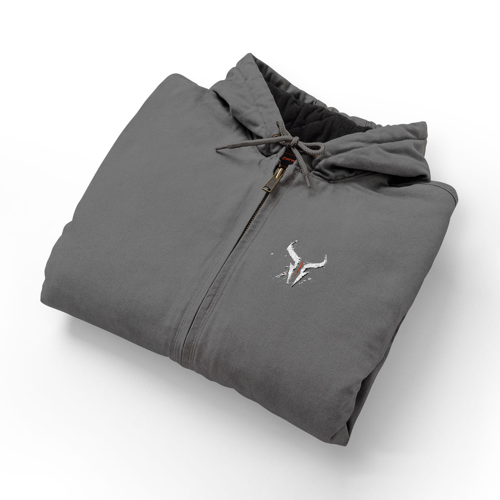 Hooded Work Jacket — Embroidered Bull Skull Logo