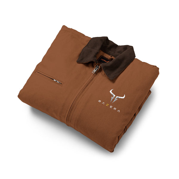 Work Jacket – Minimal Bull Skull Logo Black Duck Cloth Jacket