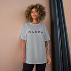 Champion T-Shirt — DAROK Minimal Logo Tee with Vertical “Defy Conquer Repeat” Back Print