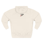 Primalis Minimal Logo Hoodie — White Fleece Pullover with Front Text & Back Emblem
