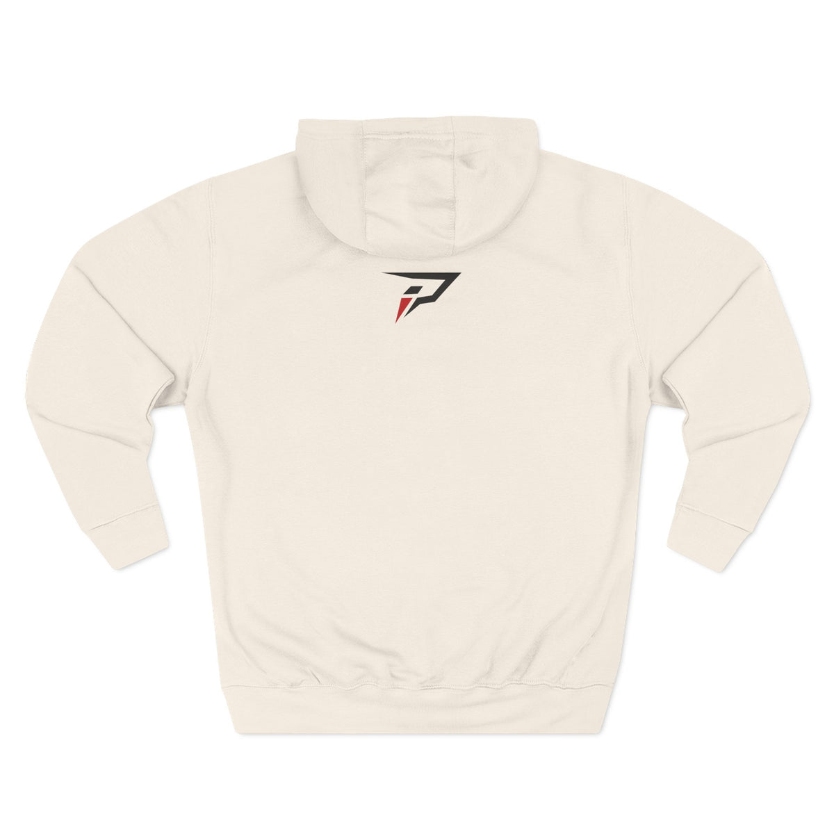 Primalis Minimal Logo Hoodie — White Fleece Pullover with Front Text & Back Emblem