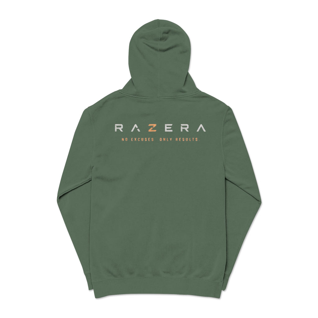 Pigment-Dyed Logo Hoodie — Bull Skull Front & Razera Back