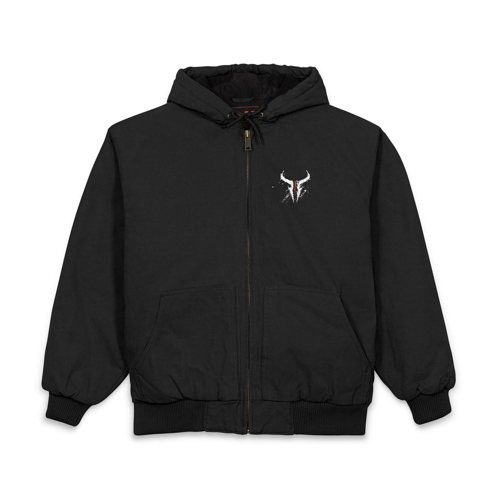 Hooded Work Jacket — Embroidered Bull Skull Logo