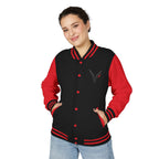 Vyxen Red & White Letterman Jacket — "VYXEN" Sleeve Logo