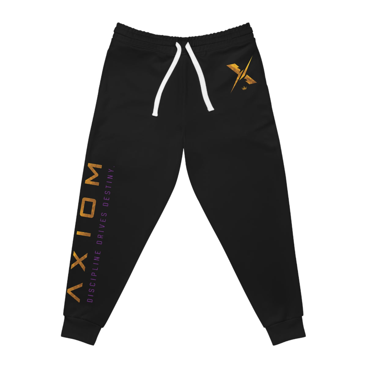 Axiom Athletic Joggers – Black Performance Sweatpants with Gold Logo