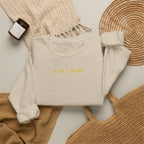 Crewneck Sweatshirt — Minimal 'AXIOM' Logo Pullover with Vertical Back Text