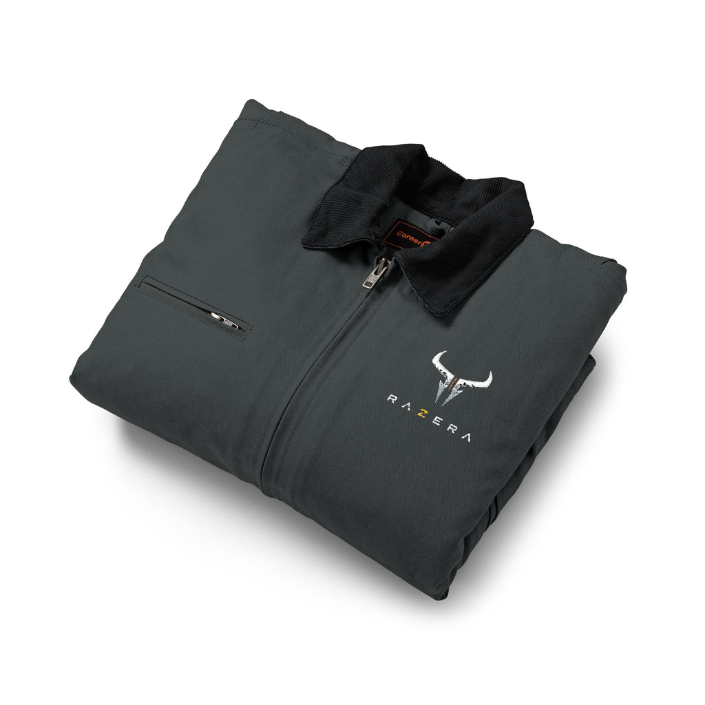 Work Jacket – Minimal Bull Skull Logo Black Duck Cloth Jacket