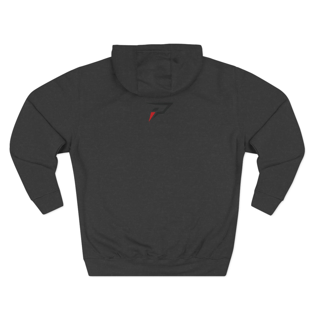 Primalis Minimal Logo Hoodie — White Fleece Pullover with Front Text & Back Emblem