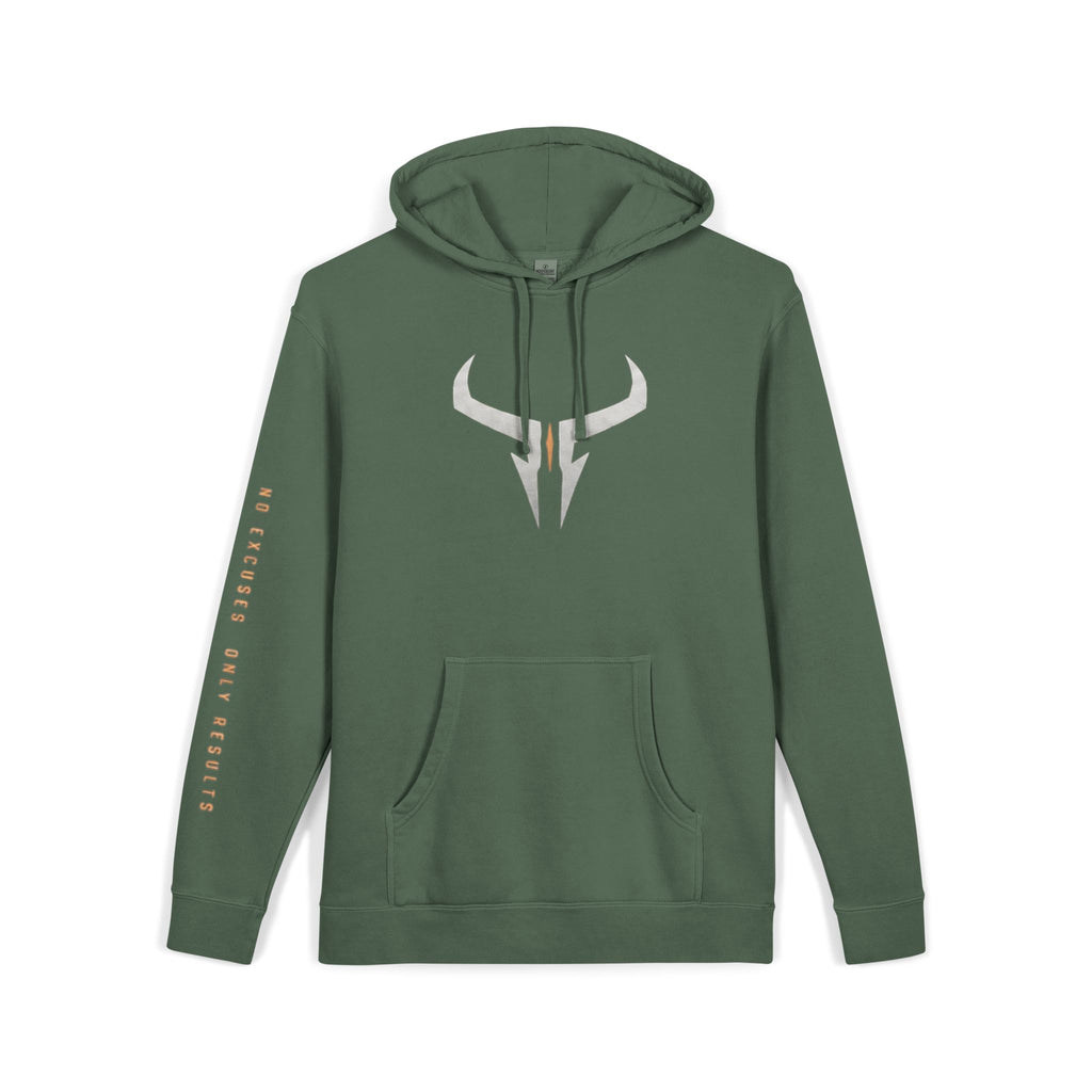 Pigment-Dyed Logo Hoodie — Bull Skull Front & Razera Back