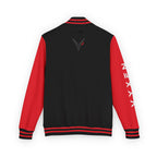 Vyxen Red & White Letterman Jacket — "VYXEN" Sleeve Logo